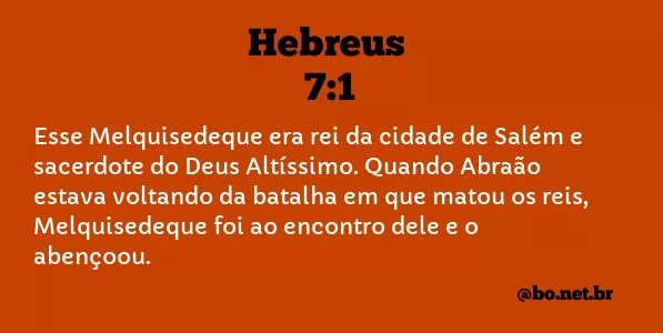 Hebreus 7:1 NTLH