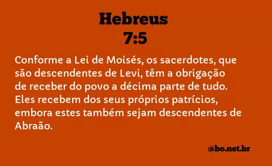 Hebreus 7:5 NTLH