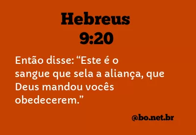 Hebreus 9:20 NTLH