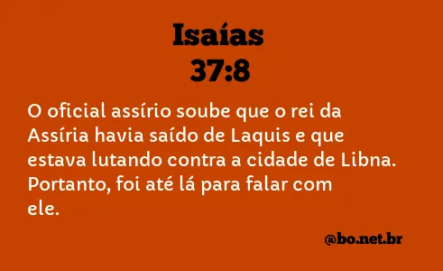 Isaías 37:8 NTLH