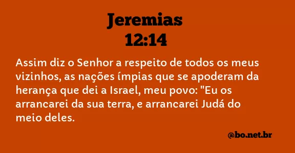 JEREMIAS 12:14 NVI NOVA VERSÃO INTERNACIONAL