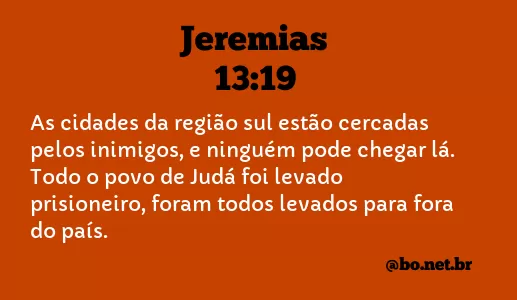Jeremias 13:19 NTLH
