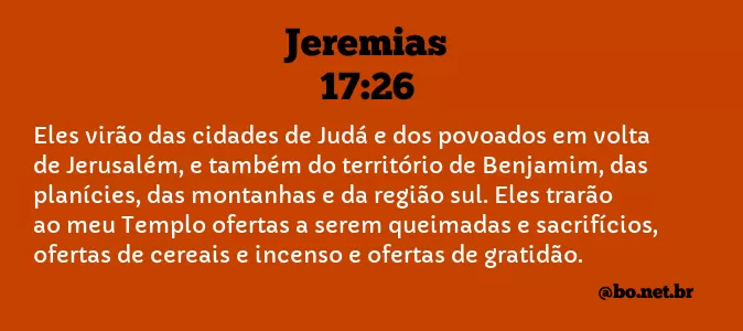 Jeremias 17:26 NTLH