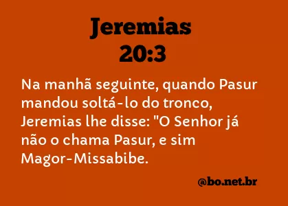 JEREMIAS 20:3 NVI NOVA VERSÃO INTERNACIONAL
