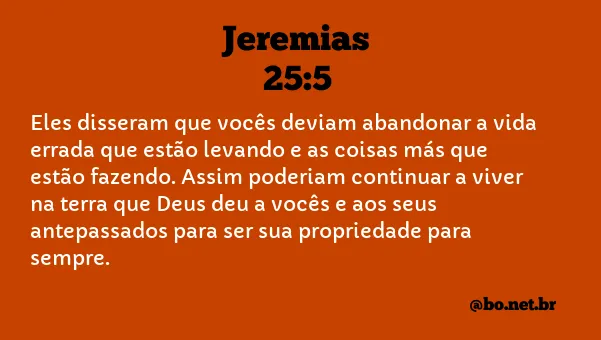 Jeremias 25:5 NTLH