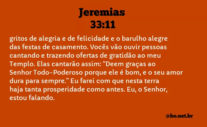 Jeremias 33:11 NTLH