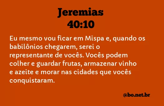 Jeremias 40:10 NTLH