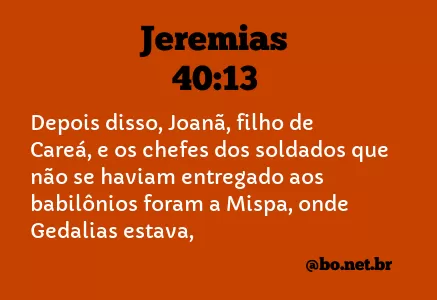 Jeremias 40:13 NTLH