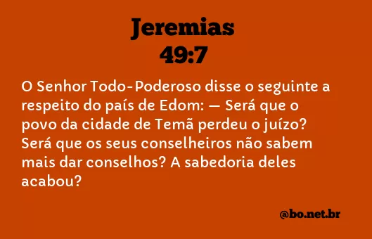 Jeremias 49:7 NTLH