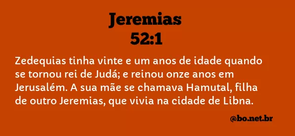Jeremias 52:1 NTLH