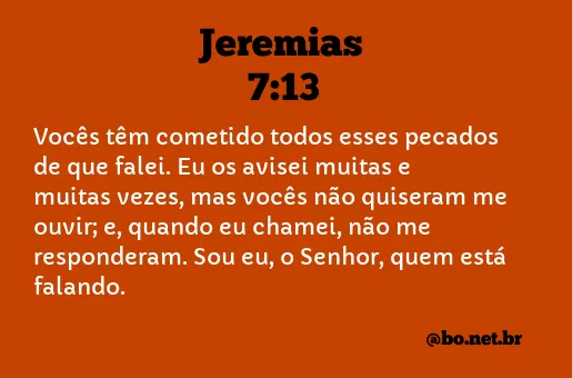 Jeremias 7:13 NTLH