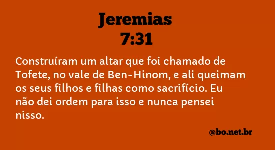 Jeremias 7:31 NTLH
