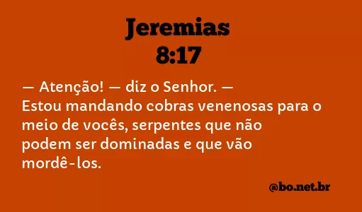 Jeremias 8:17 NTLH