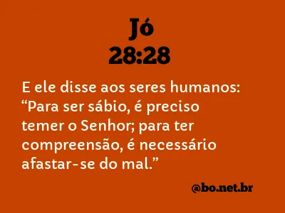 Jó 28:28 NTLH