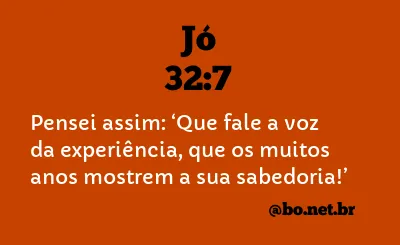 Jó 32:7 NTLH