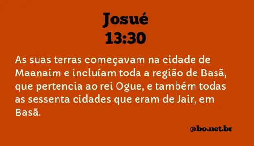 Josué 13:30 NTLH