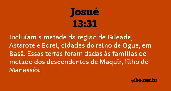 Josué 13:31 NTLH