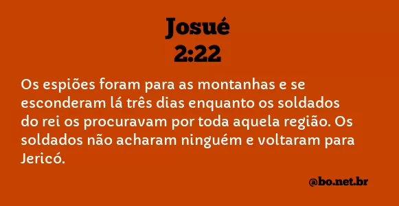 Josué 2:22 NTLH