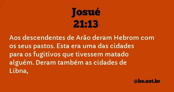 Josué 21:13 NTLH