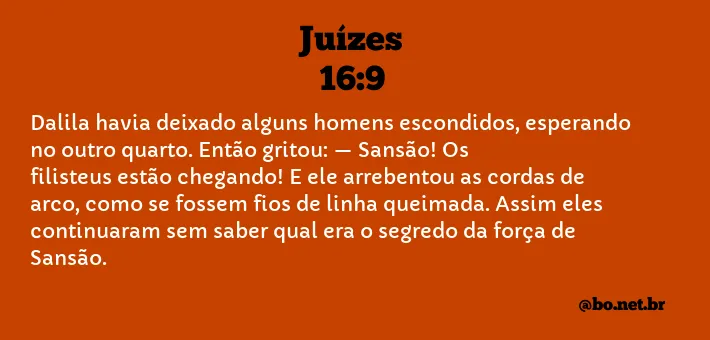 Juízes 16:9 NTLH