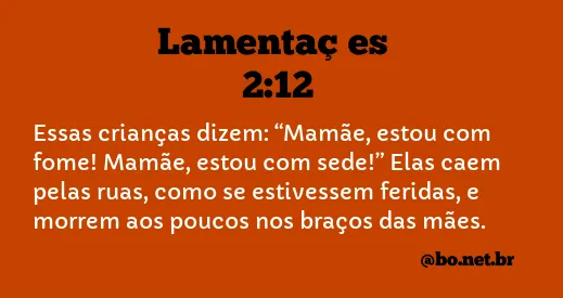 Lamentações 2:12 NTLH