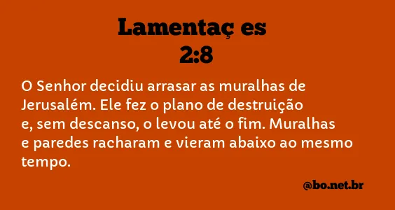 Lamentações 2:8 NTLH