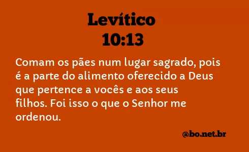 Levítico 10:13 NTLH