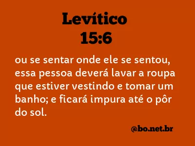 Levítico 15:6 NTLH