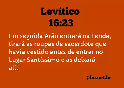 Levítico 16:23 NTLH