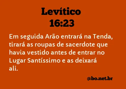 Levítico 16:23 NTLH