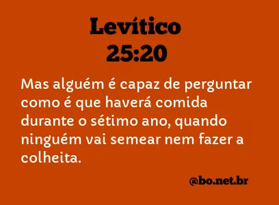 Levítico 25:20 NTLH