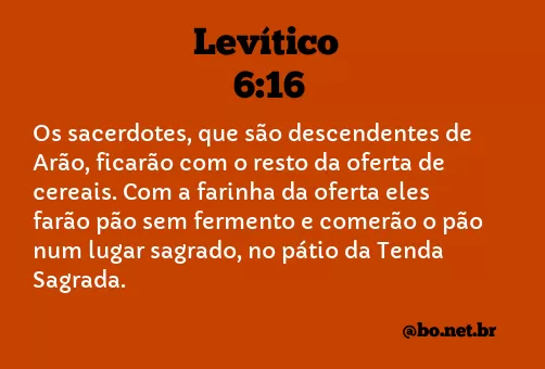 Levítico 6:16 NTLH