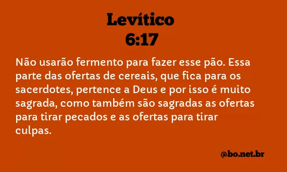 Levítico 6:17 NTLH