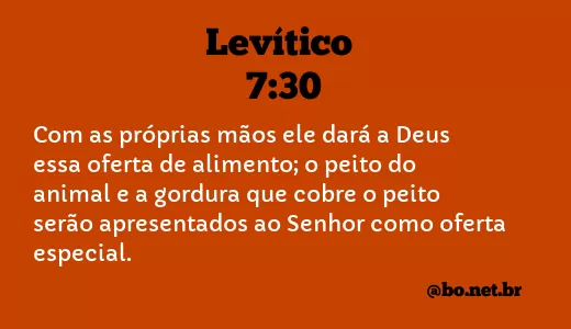 Levítico 7:30 NTLH