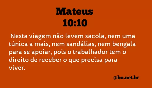 Mateus 10:10 NTLH