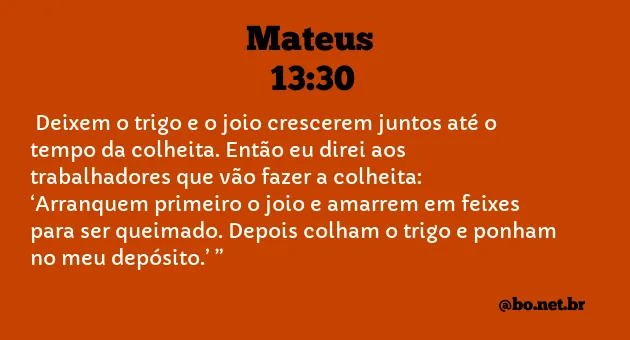 Mateus 13:30 NTLH