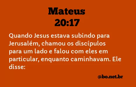 Mateus 20:17 NTLH