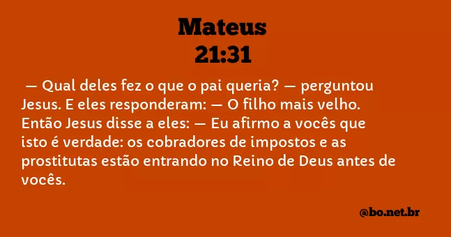 Mateus 21:31 NTLH