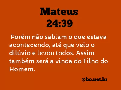 Mateus 24:39 NTLH