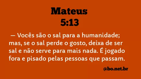 Mateus 5:13 NTLH