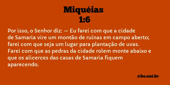 Miquéias 1:6 NTLH