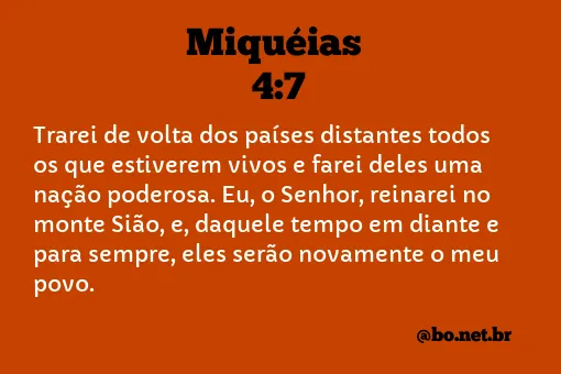 Miquéias 4:7 NTLH