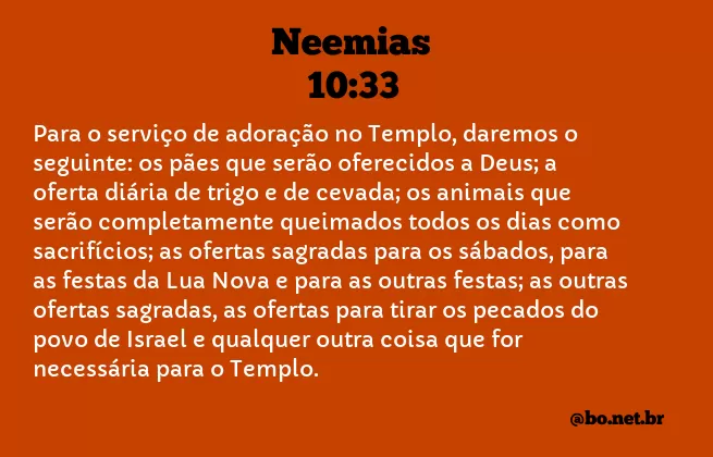Neemias 10:33 NTLH