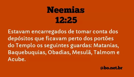 Neemias 12:25 NTLH