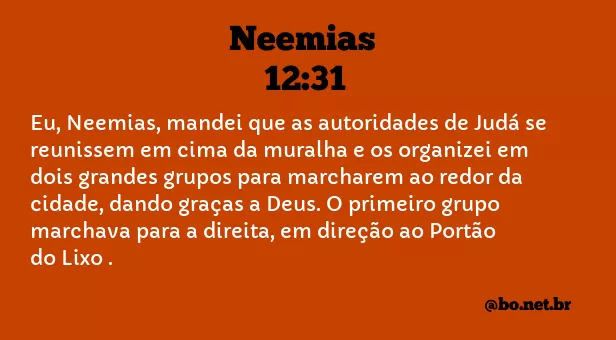 Neemias 12:31 NTLH