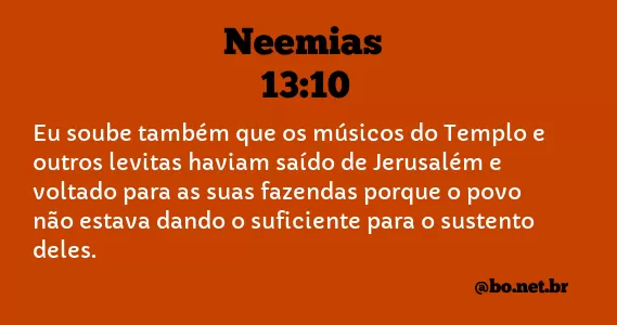 Neemias 13:10 NTLH