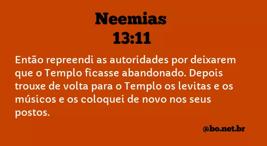 Neemias 13:11 NTLH