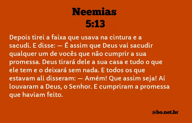 Neemias 5:13 NTLH