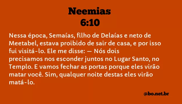 Neemias 6:10 NTLH