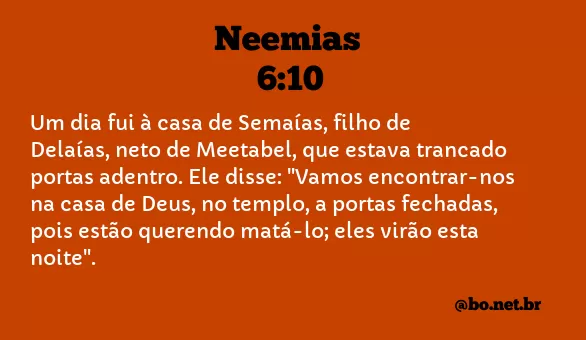 NEEMIAS 6:10 NVI NOVA VERSÃO INTERNACIONAL